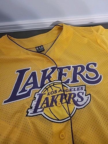 Womens Button Up Lakers Jersey Yellow Small EUC - Picture 2 of 6