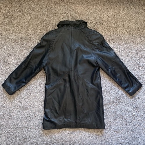 Blazer chaqueta de cuero sintético para mujer XS negro hombreras botones - Imagen 6 de 12