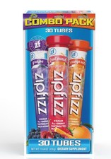 Zipfizz Healthy Energy Hydration Drink Mix 30 Tube Grape Fruit Punch Peach Mango