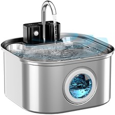 Wireless Cat Water Fountain Stainless Steel, 3.2L/108oz Battery Operated Pet ...