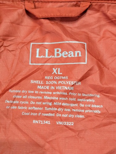 L.L. Bean Rain Jacket Mens Red XL Regular Hooded Full Zip Showerproof RN 71341 - Picture 2 of 8