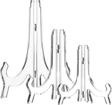 HESTYA 3 Pieces 4.5/7/9.8 Inch Clear Acrylic Easels Display Stands Plate Stands 