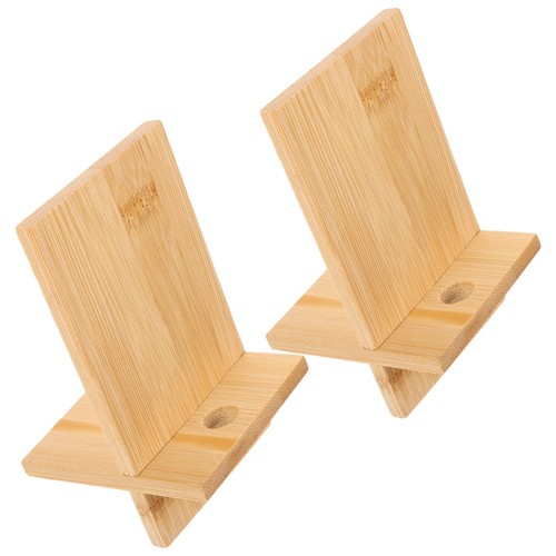 2 Pcs Wooden Cell Phone Holder Office Universal Mount Desk Stand - 第 10/12 張圖片