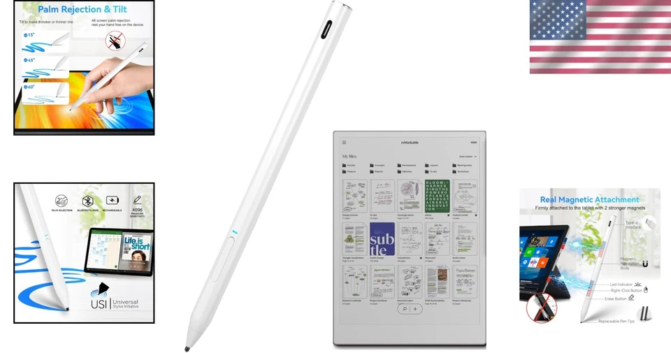 Marcador Plus de aleación de aluminio para Remarkable Pro con rechazo de palma y borrador Foto 2 de 4