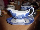 Spode Blue Italian Large jgravy jug and plate