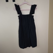 Madewell Flutter Sleeve Square Neck Mini Dress in Black Size L