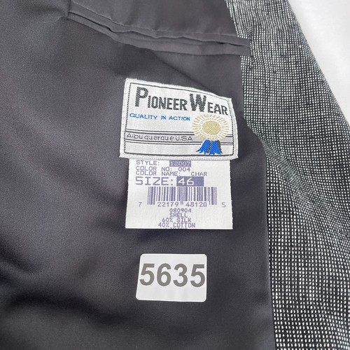 Pioneer Wear Vtg Blazer Mens 46 Charcoal Gray Tweed Western Cowboy Silk Blend - Picture 9 of 13