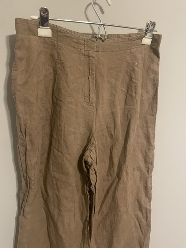 J.Jill Linen Wide Leg Crop Pants Women 12P Tan/brown Beach Resort Wear - Bild 2 von 7