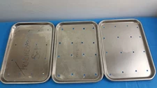 Lot of 3 Vollrath Ware Stainless Steel Perforated Instrument Trays
