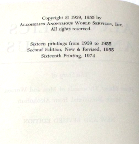 ALCOHOLICS ANONYMOUS 2nd Edition, 16th Printing, 1974, HC w/dj, clean, white pgs - Bild 12 von 15
