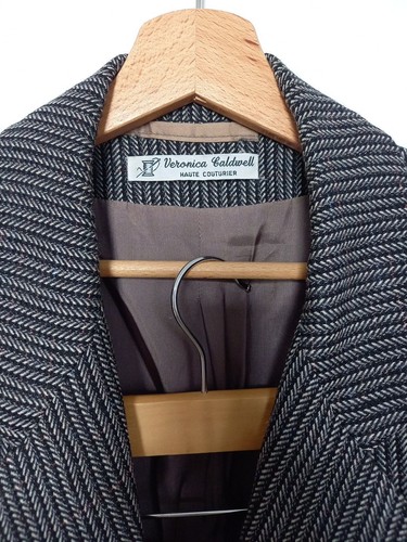 Traje de falda a medida de tweed para mujer Reino Unido 10-12 gris negro - necesita revestimiento - Imagen 4 de 16