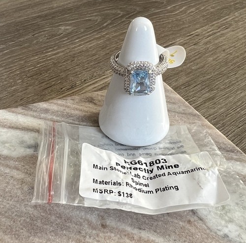 Bomb Party aquamarine spinel rhodium plated ring size 7 Perfectly mine - Picture 3 of 3