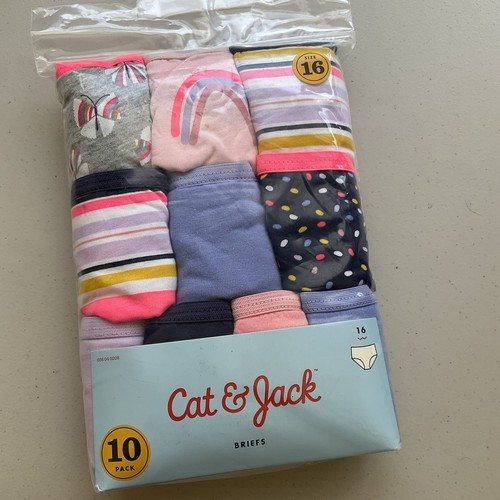 Cat & Jack Size 16 Girls 10 Pack Cotton Brief Panties Assorted Multicolor New - Picture 3 of 6