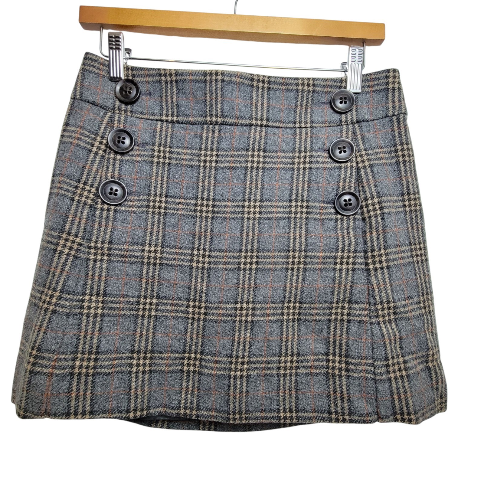 Gap Wool Blend Checkered Gray Pattern Cute Button… - image 1