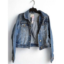 The Children's Place Kids Denim Jean Jacket Size 10-12 Medium Wash Distressed