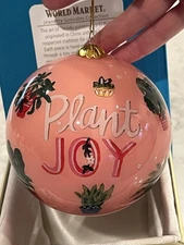 World Market Li Bien Plant Joy 2024 Christmas Pink Glass Ornament NEW