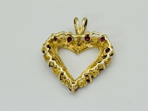 10K Gold Heart Pendant w/ Ruby & Diamond Accents “THL 10K” (Samuel Aaron) - Picture 4 of 9