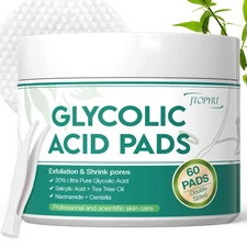 Glycolic Acid Pads 20%: Dual Sided Exfoliating Face Peels with Salicylic Acid &