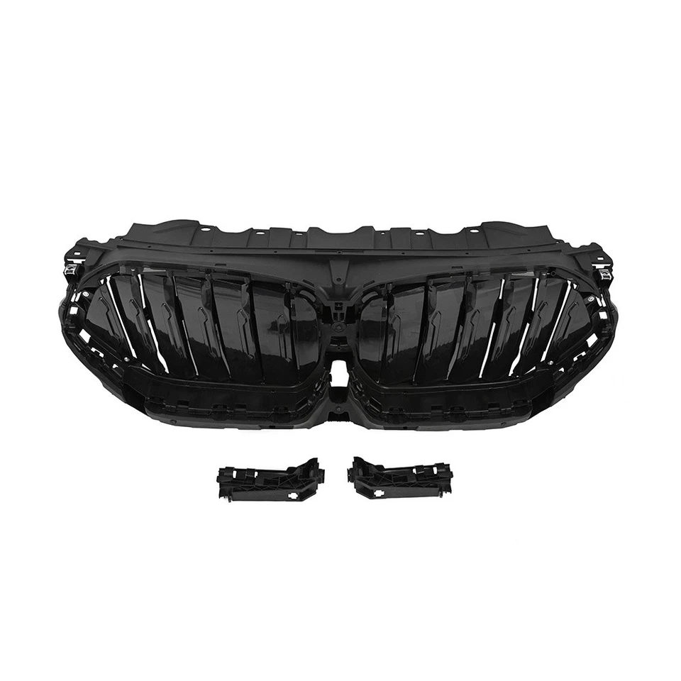 For BMW X6 G06 2020-2024 Front Radiator Grille Active Air Shutter Gloss Black - Image 4 of 4