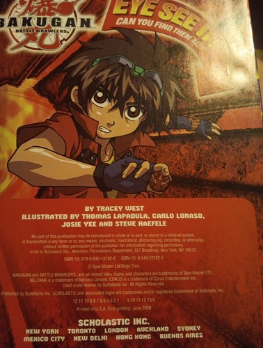 2009 BAKUGAN BATTLE BRAWLERS Eye See It Seek & Find EYE SPY TYPE BOOK Tracy West - Picture 3 of 4