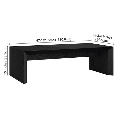 Henn&Hart 47.5" Engineered Wood Coffee Table in Black Grain - Picture 8 of 8