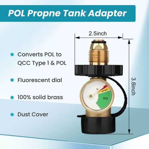 100 lb Propane Tank Adapter, Propane Gauge for 100 lb Propane Tank, Universal... - Picture 7 of 7