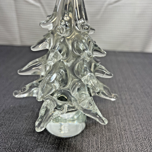 Vintage Hand Blown Footed Base Crystal Whimsical Art Glass Christmas Tree 7" - Picture 5 of 13