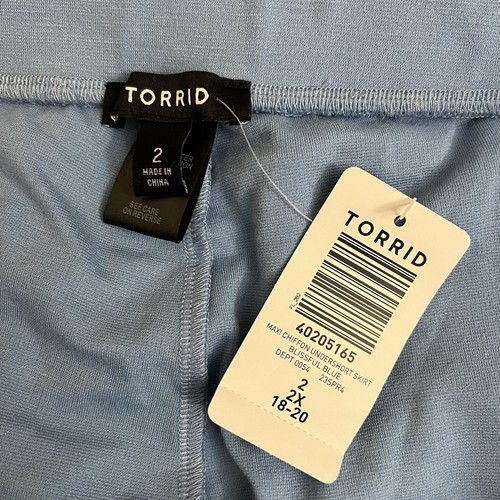 New Torrid Maxi Chiffon Undershort Skirt In Blissful Blue Size 2 - Picture 7 of 10