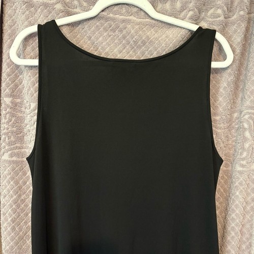 Eileen Fisher Scoop Neck 100% Silk Jersey Stretch Tank Top LG Black Beach Luxe - Picture 10 of 10