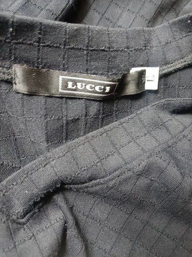 Vintage Lucci Shirt Men's Size Large Black Textured V Neck Short Sleeve Shirt - Picture 5 of 9