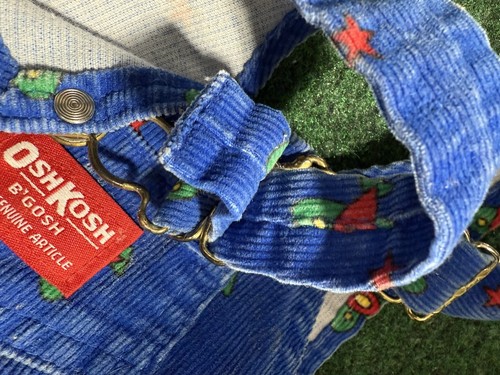 Vintage Oshkosh B’Gosh Corduroy Planes Stars Union Made Bib Overalls 18mos READ - Picture 10 of 15