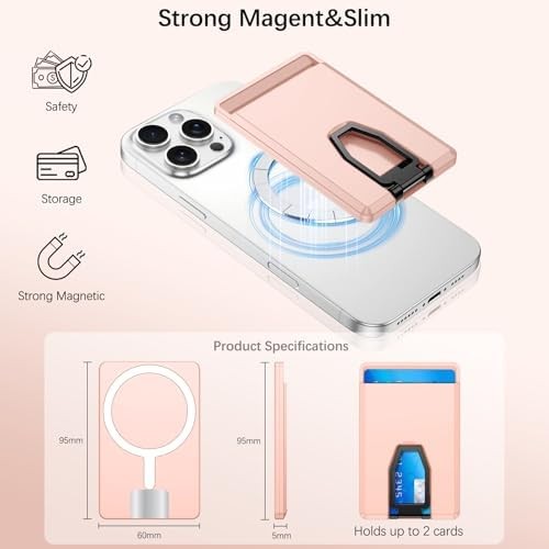 Magnetic Card Holder Wallet with MagSafe, Phone Magnetic Wallet with Adjustable - Picture 3 of 6