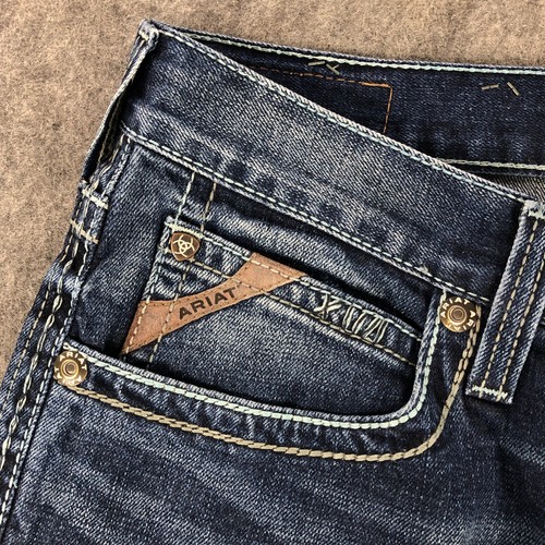 Ariat M4 Men Jeans 33x32 Blue Bootcut Low Rise Loop Lock Western Cowboy Workwear - Picture 6 of 17