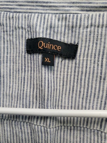 Quince 100% European Linen Button Front Midi Dress Size XL blue/white - Picture 5 of 9