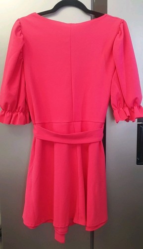 Vestido mini patinador rosa Yours Hot para mujer UK20 EU48 US16 manga abullonada cinturón lolita - Imagen 15 de 18