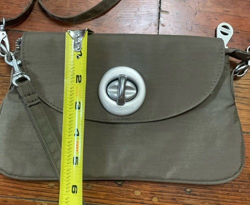 Baggallini Oslo Small Hobo Crossbody Travel Purse - Tan Taupe Silver Handbag - Picture 4 of 7
