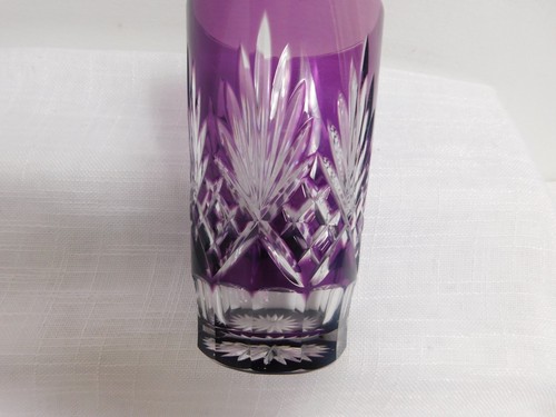 J7 - AJKA Hungary Caroline Cut to Clear Amethyst Flat Tumbler - Picture 3 of 4