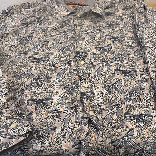 Tallia Floral Print Button Up Shirt Mens 2XL Cotton Long Sleeve Hipster XXL - Picture 4 of 9