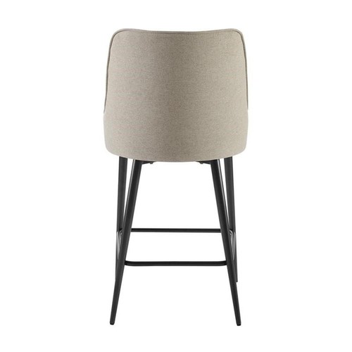 Home Square Metal Counter Stool in Khaki Beige Fabric - Set of 2 - Picture 6 of 6