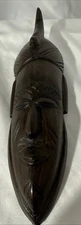 Vintage African Ebony Wood Sculpture - Hand-Carved Mask 9.5x2.5 In Unique Decor