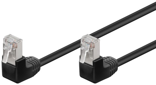 CAT 5e Netzwerkkabel, 90° gewinkelt, F/UTP; CAT 5-0100 F/UTP (2x90°) black 1m