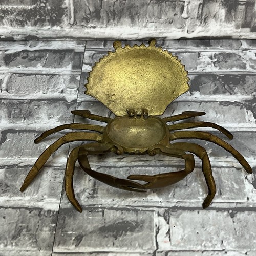 Vintage Brass Crab Jewelry Trinket Hinged Lid Box - Picture 8 of 10