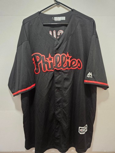 Jean Segura Majestic Cool Base Jersey MLB Phillies #2 Black Red Mens Size 3XL - Picture 1 of 13