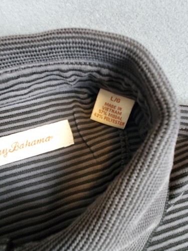 Tommy Bahama Poloshirt Herren Large schwarz/grau gestreift Performance Kurzarm - Bild 4 von 8