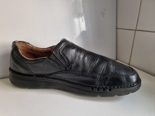CLARKS UNSTRUCTURED UK 11 EU 46 MENS BLACK REAL LEATHER LOAFERS CASUAL SHOES - Picture 8 of 16
