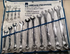 Vtg Chicago Pneumatic NOS Combination Wrench Set 14 Pc Professional Tools Chrome