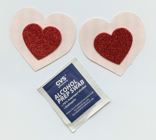 LINGERIE NIPPLE COVER 3D Red Glitter Heart on Nude Heart Pasties retail $8.95 - Picture 3 of 4