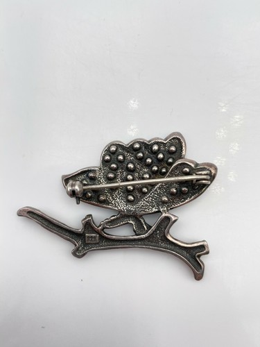 Oxidized Sterling Silver 925 CZ Cluster Butterfly Branch Pin Brooch - Picture 5 of 7