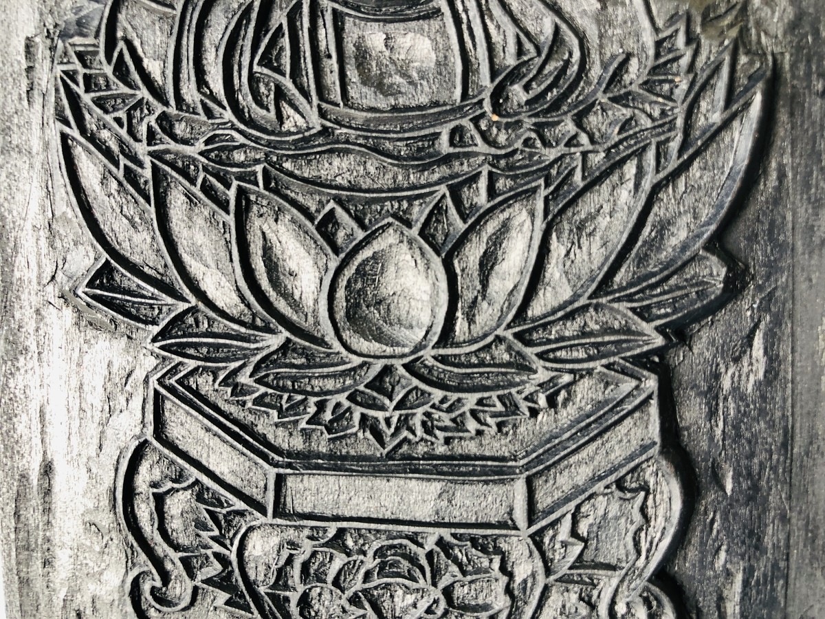 Y4843 WOODBLOCK PRINT Printing Block wood carving Buddhist