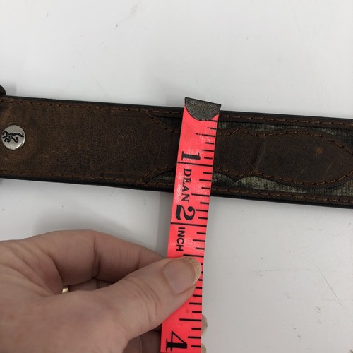 VTG Browning Mens Brown Leather Camo Insert Tab Belt Mossy Oak Country Sz 38 - Picture 13 of 13